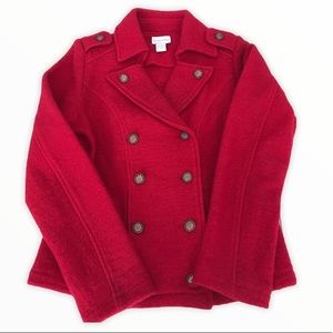 Soft Surroundings Red Double Breasted Wool PeaCoat